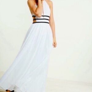 NWT Express Strappy Side Plunge Cut-Out White Maxi Goddess Dress XL